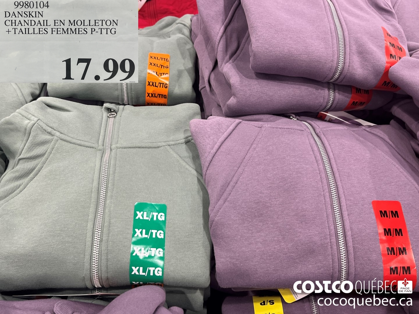 9980104 DANSKIN CHANDAIL EN MOLLETON TAILLES FEMMES P-TTG  $17.99