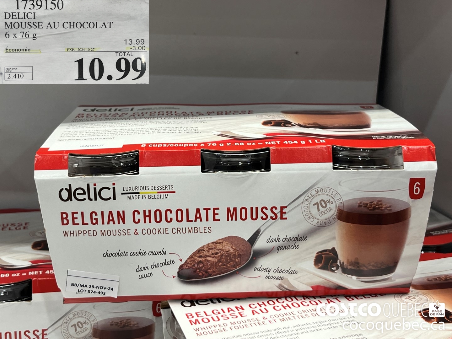 1739150 DELICI CHOCOLATE MOUSSE 6x 768  ($3.00 INSTANT SAVINGS EXPIRES ON 2024-10-27) $10.99