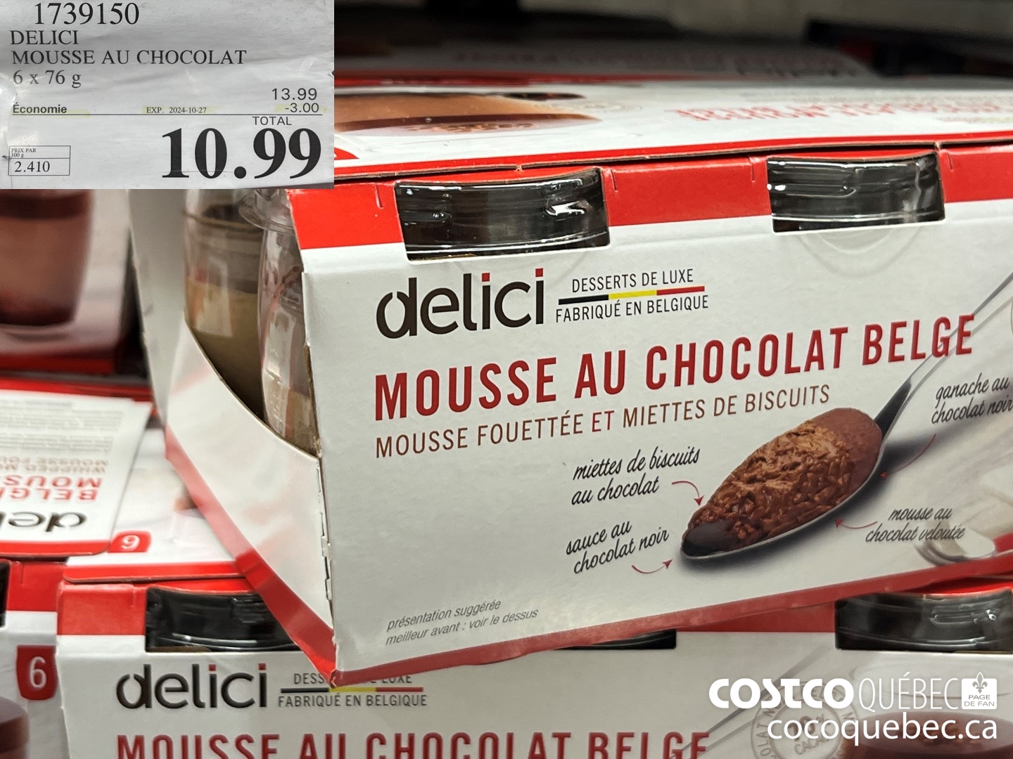1739150 DELICI CHOCOLATE MOUSSE 6x 768  ($3.00 INSTANT SAVINGS EXPIRES ON 2024-10-27) $10.99