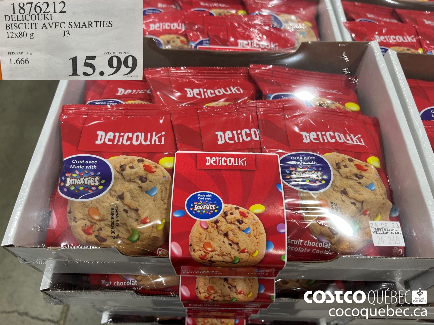 1876212 DELICOUKI BISCUIT AVEC SMARTIES 12x80 g  $15.99