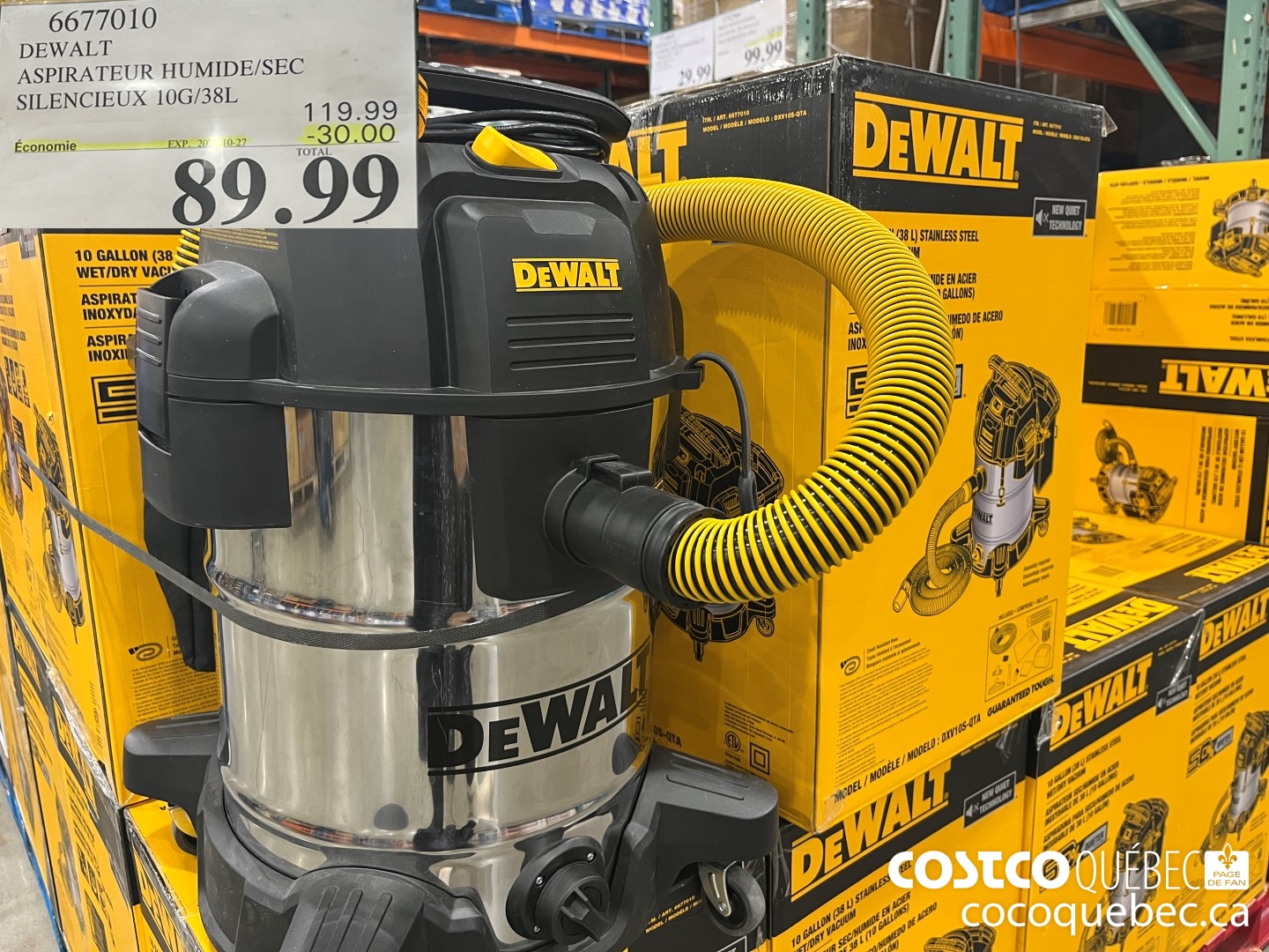 6677010 DEWALT ASPIRATEUR HUMIDE/SEC  ($30.00 INSTANT SAVINGS EXPIRES ON 2024-10-27) $89.99