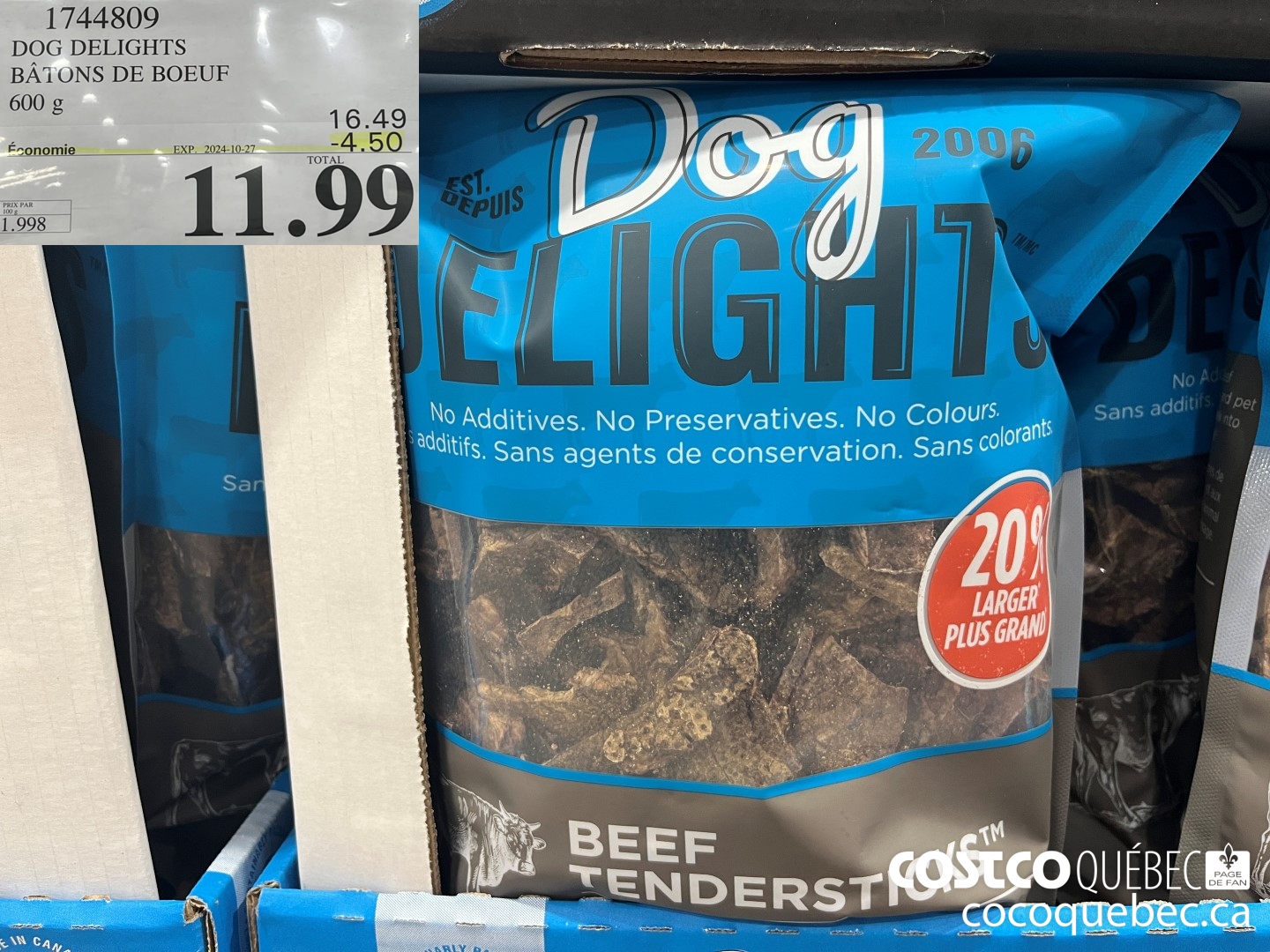 1744809 DOG DELIGHTS BATONS DE BOEUF  ($4.50 INSTANT SAVINGS EXPIRES ON 2024-10-27) $11.99