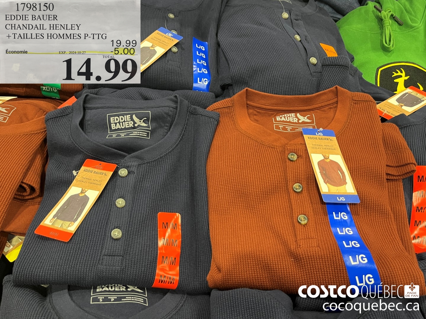 1798150 EDDIE BAUER CHANDAIL HENLEY  ($5.00 INSTANT SAVINGS EXPIRES ON 2024-10-27) $14.99