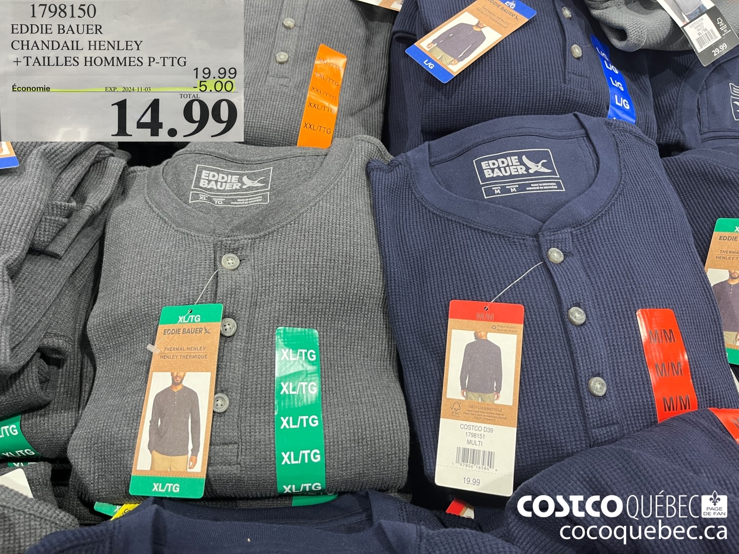 1798150 EDDIE BAUER CHANDAIL HENLEY  ($5.00 INSTANT SAVINGS EXPIRES ON 2024-11-03) $14.99