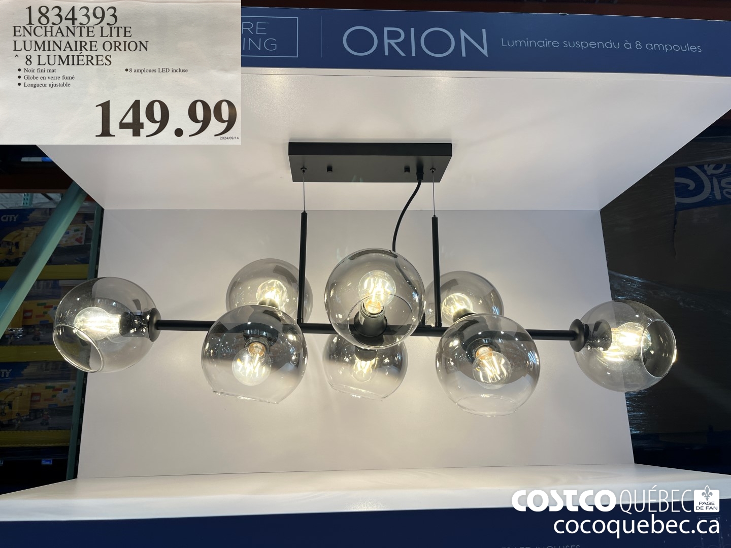 1834393 ENCHANTE LITE LUMINAIRE ORION 8 LUMIERES  $149.99