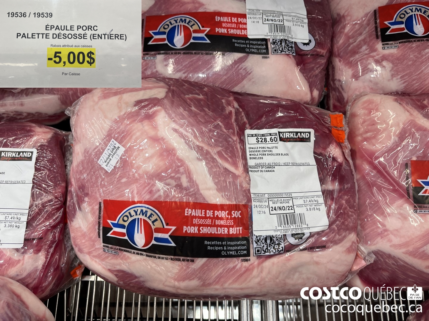 19536 EPAULE PORC PALETTE DESOSSE (ENTIERE)  ($5.00 INSTANT SAVINGS)