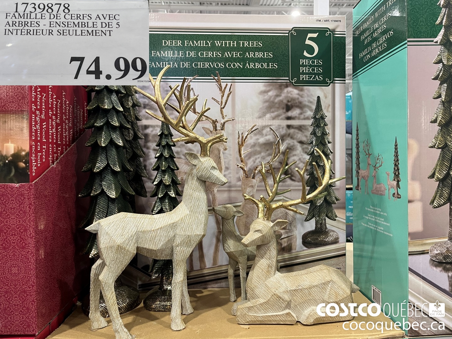 1739878 FAMILLE DE CERFS AVEC ARBRES - ENSEMBLE DE 5 INTERIEUR SEULEMENT  $74.99