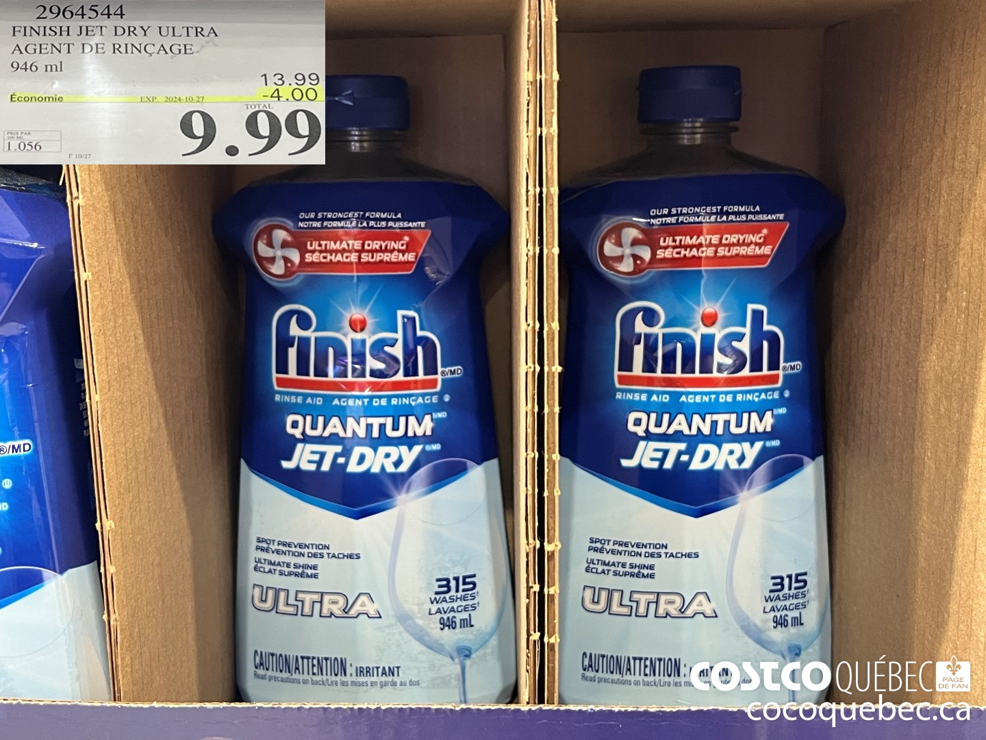 2964544 FINISH JET DRY ULTRA AGENT DE RINCAGE 946 ml ($4.00 INSTANT SAVINGS EXPIRES ON 2024-10-27) $9.99