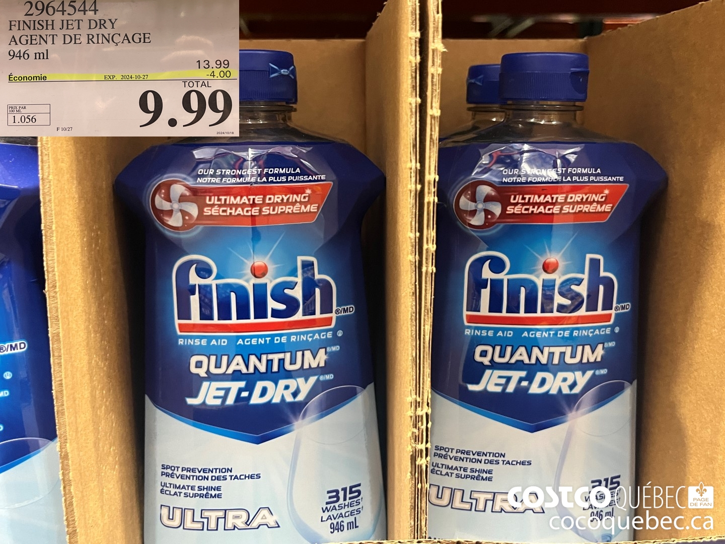 2964544 FINISH JET DRY ULTRA AGENT DE RINCAGE 946 ml ($4.00 INSTANT SAVINGS EXPIRES ON 2024-10-27) $9.99