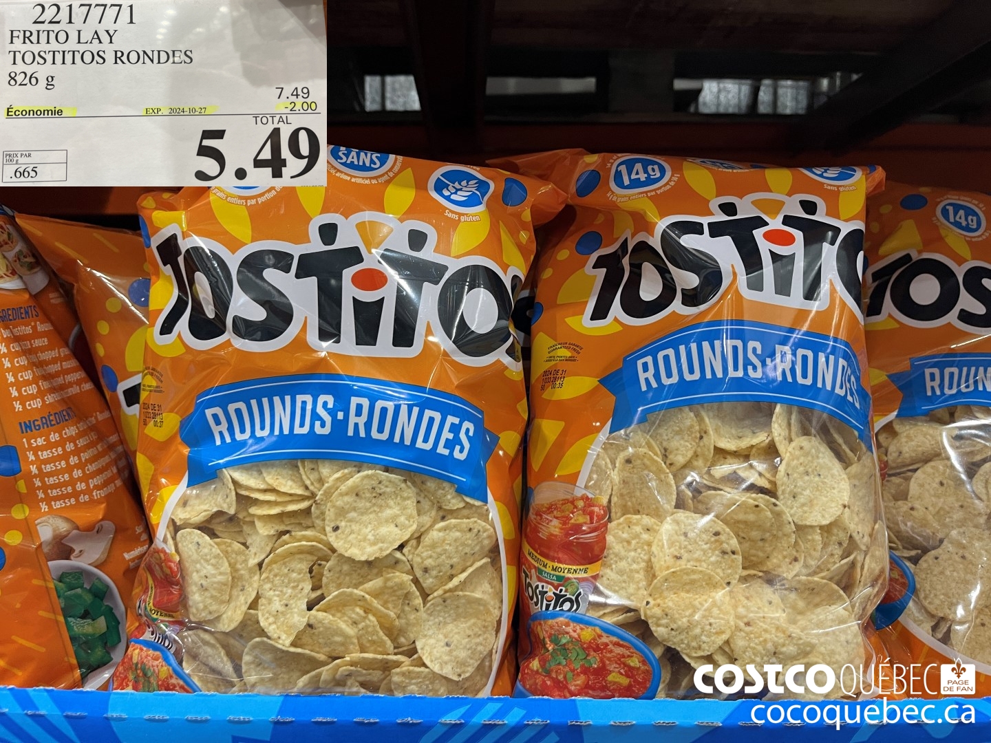 2217771 FRITO LAY TOSTITOS RONDES ($2.00 INSTANT SAVINGS EXPIRES ON 2024-10-27) $5.49