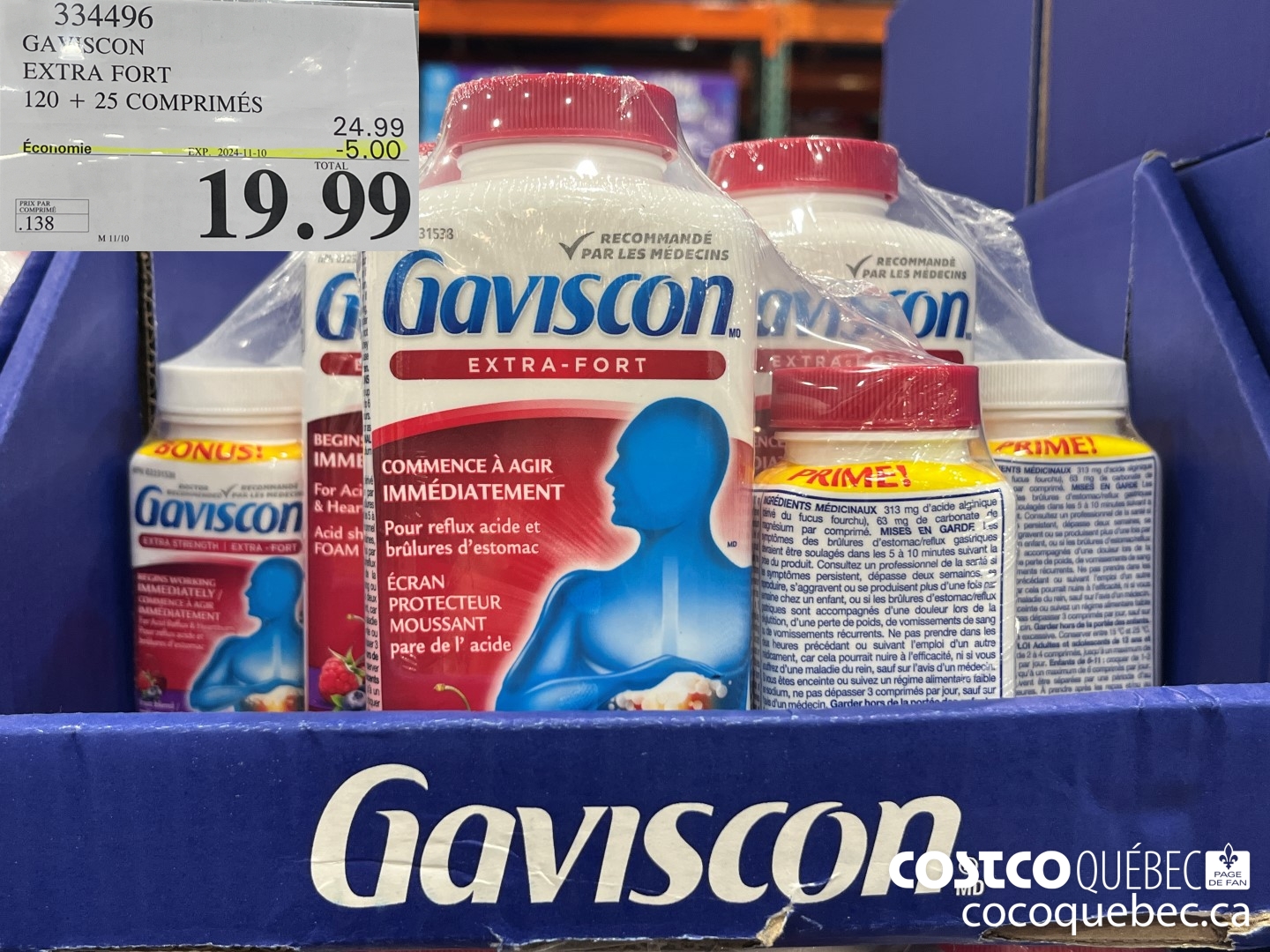 334496 GAYISCON EXTRA FORT 120 + 25 COMPRIMES  ($5.00 INSTANT SAVINGS EXPIRES ON 2024-11-10) $19.99