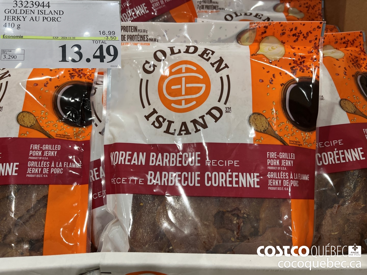 3323944 GOLDEN ISLAND JERKY AU PORC 410 g  ($3.50 INSTANT SAVINGS EXPIRES ON 2024-11-10) $13.49