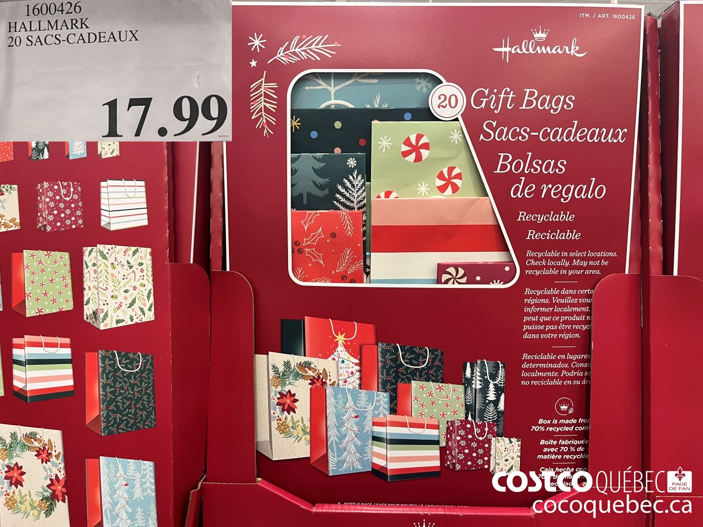 1600426 HALLMARK 20 SACS-CADEAUX  $17.99