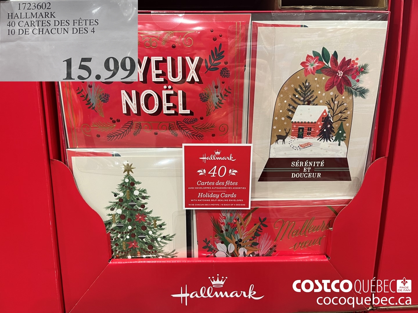 1723602 HALLMARK 40 CARTES DES FETES 10 DE CHACUN DES 4  $15.99