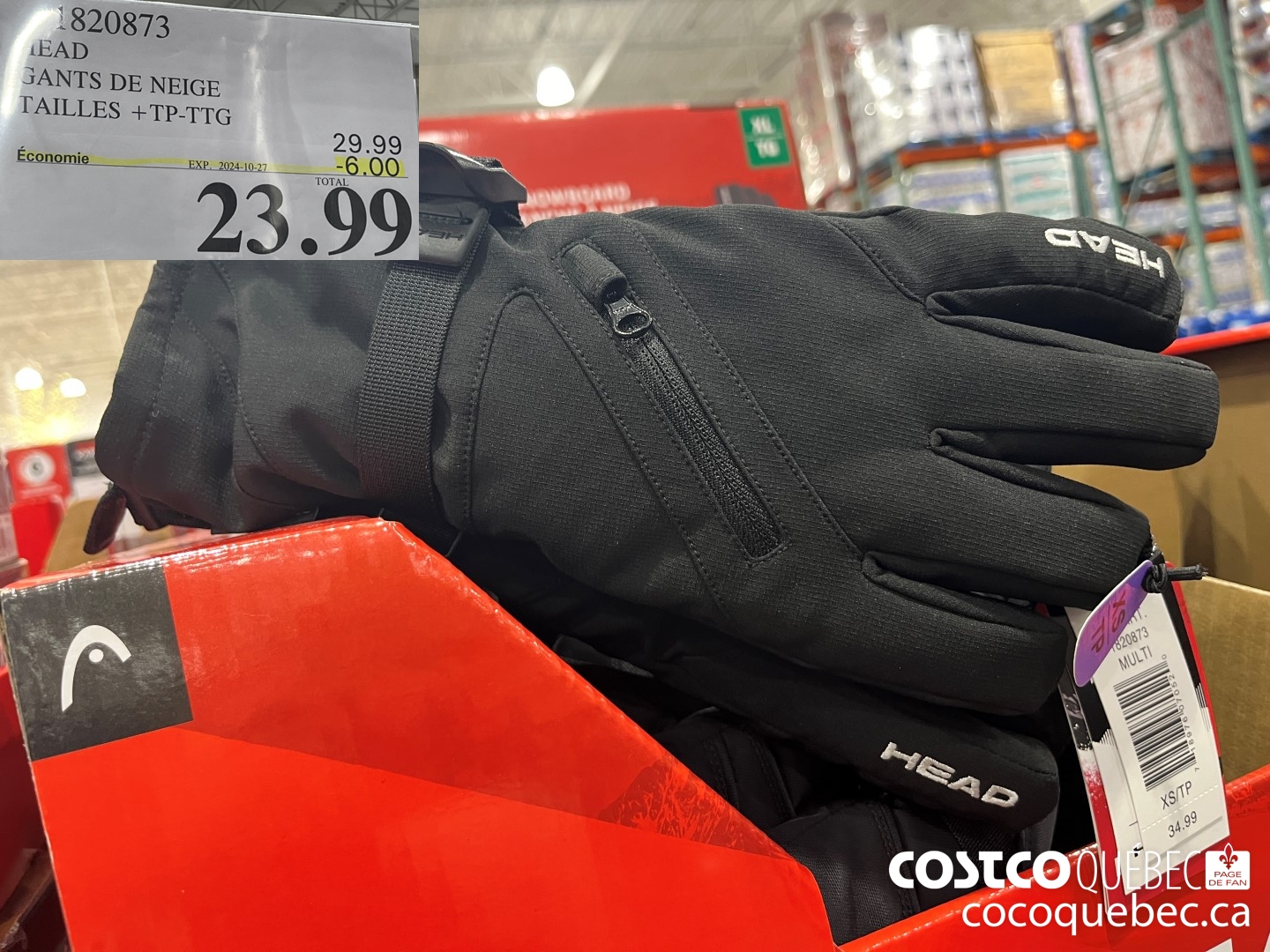 1820873 HEAD GANTS DE NEIGE TAILLES +Tp- TTG  ($6.00 INSTANT SAVINGS EXPIRES ON 2024-10-27) $23.99