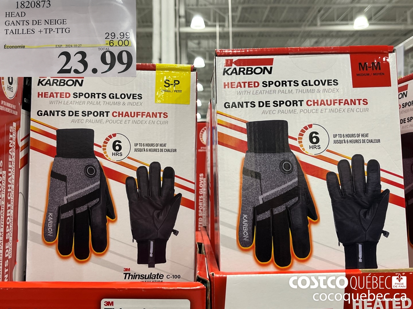 1820873 HEAD GANTS DE NEIGE TAILLES +Tp- TTG  ($6.00 INSTANT SAVINGS EXPIRES ON 2024-10-27) $23.99