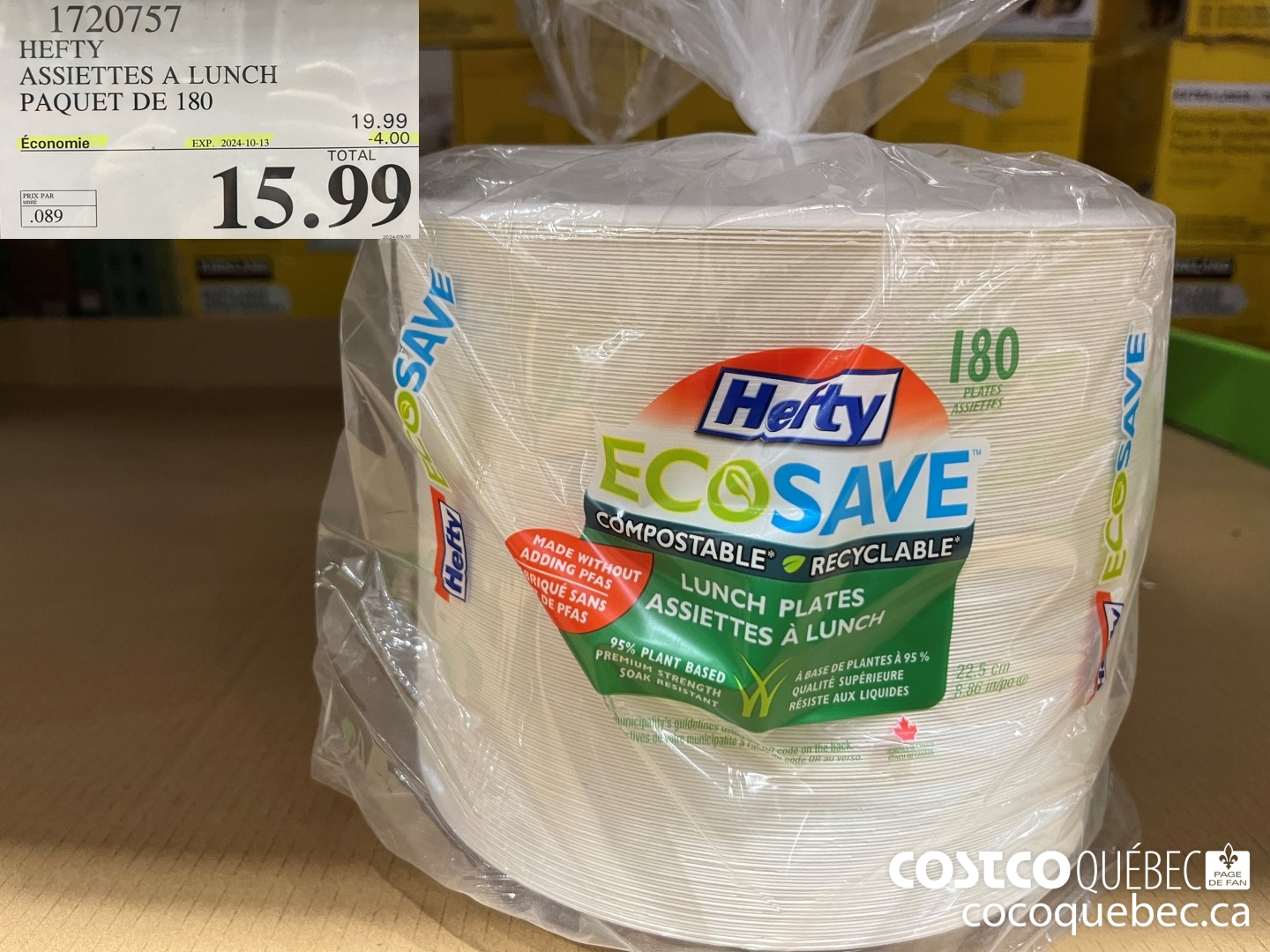 1720757 HEFTY ASSIETTES A LUNCH PAQUET DE 180  (EXPIRES ON 2024-10-13) $15.99