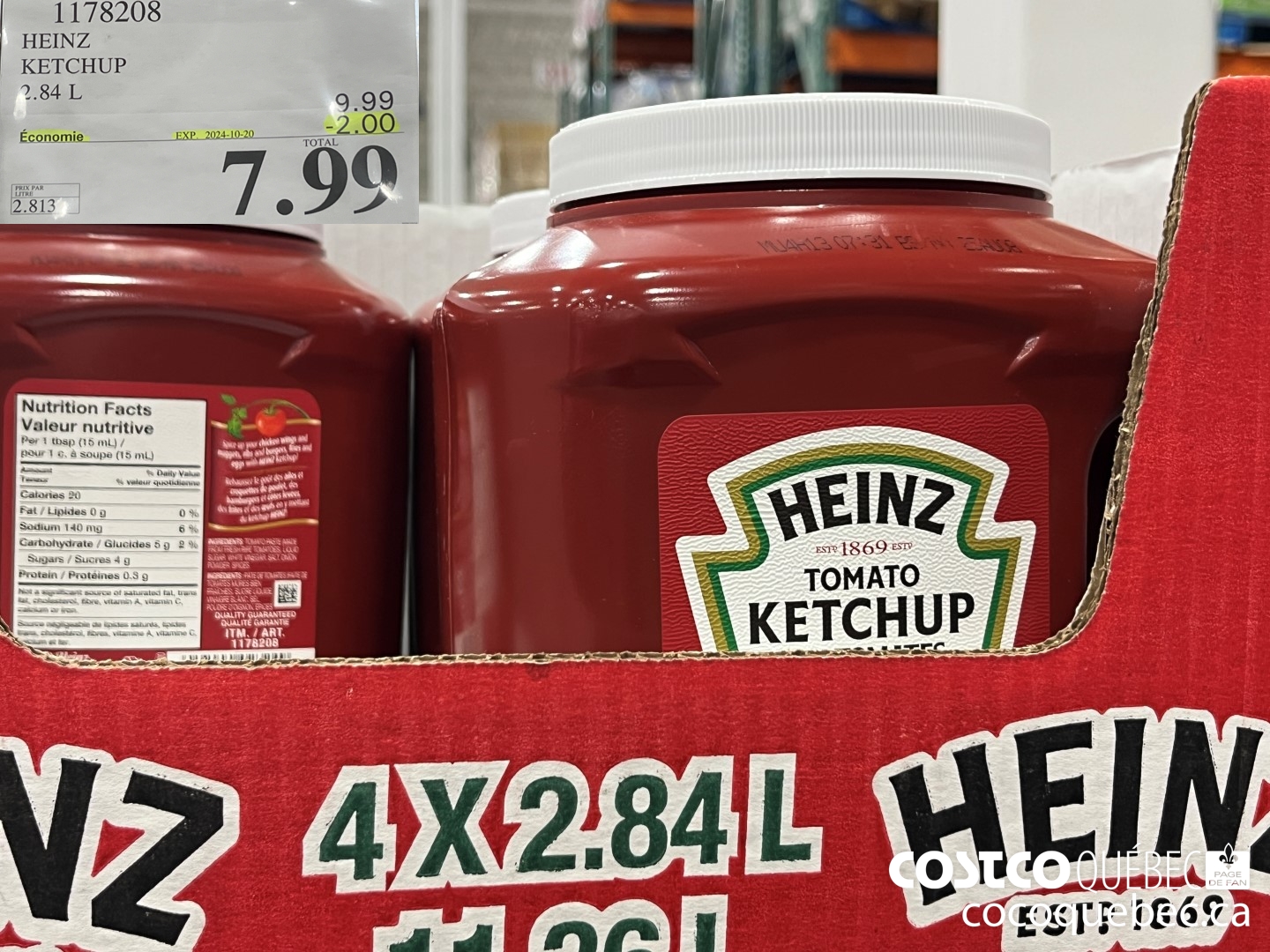 1178208 HEINZ KETCHUP 2.84 L  ($2.00 INSTANT SAVINGS EXPIRES ON 2024-10-20) $7.99