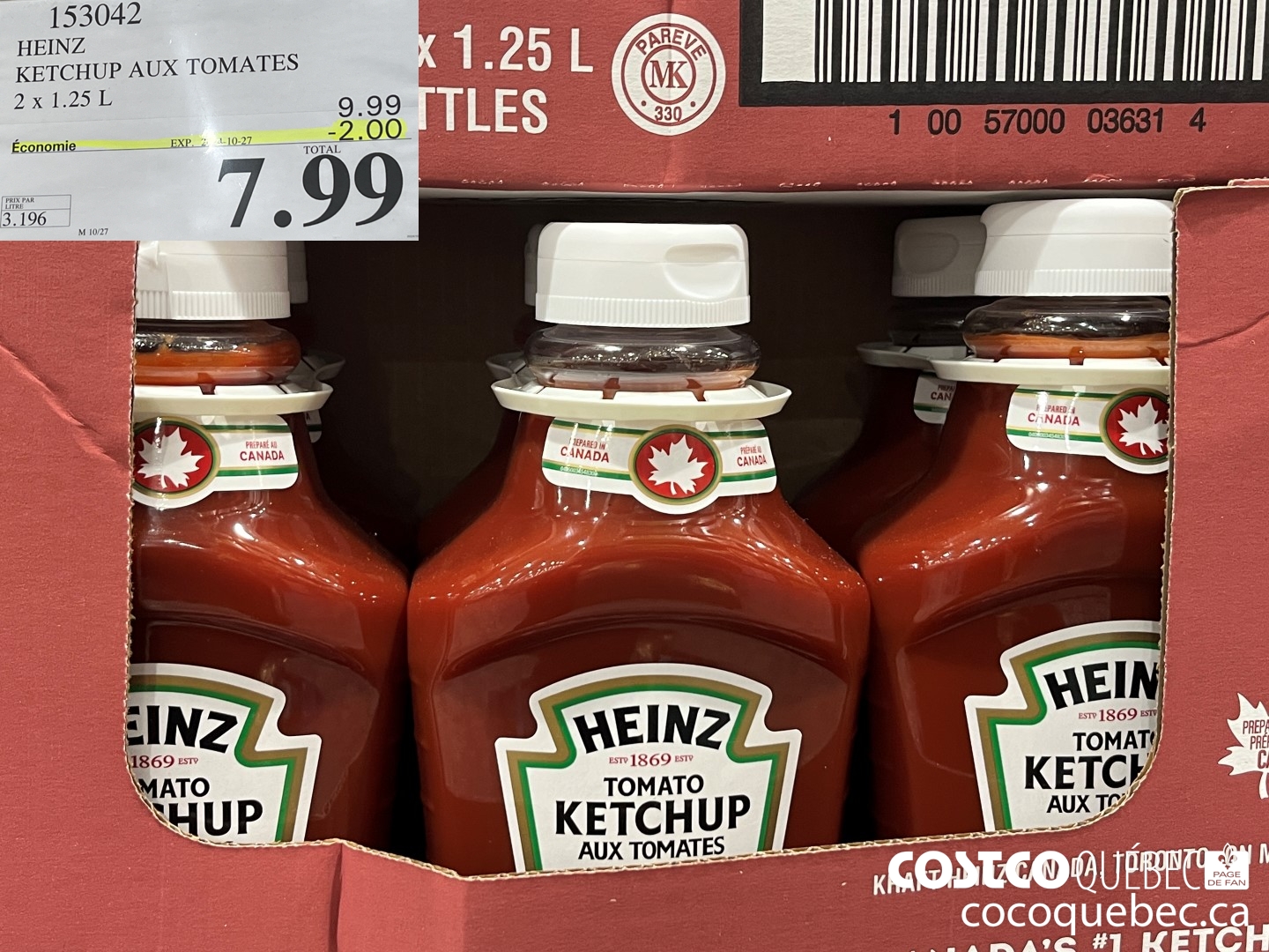 153042 HEINZ KETCHUP AUX TOMATES  ($2.00 INSTANT SAVINGS EXPIRES ON 2024-10-27) $7.99