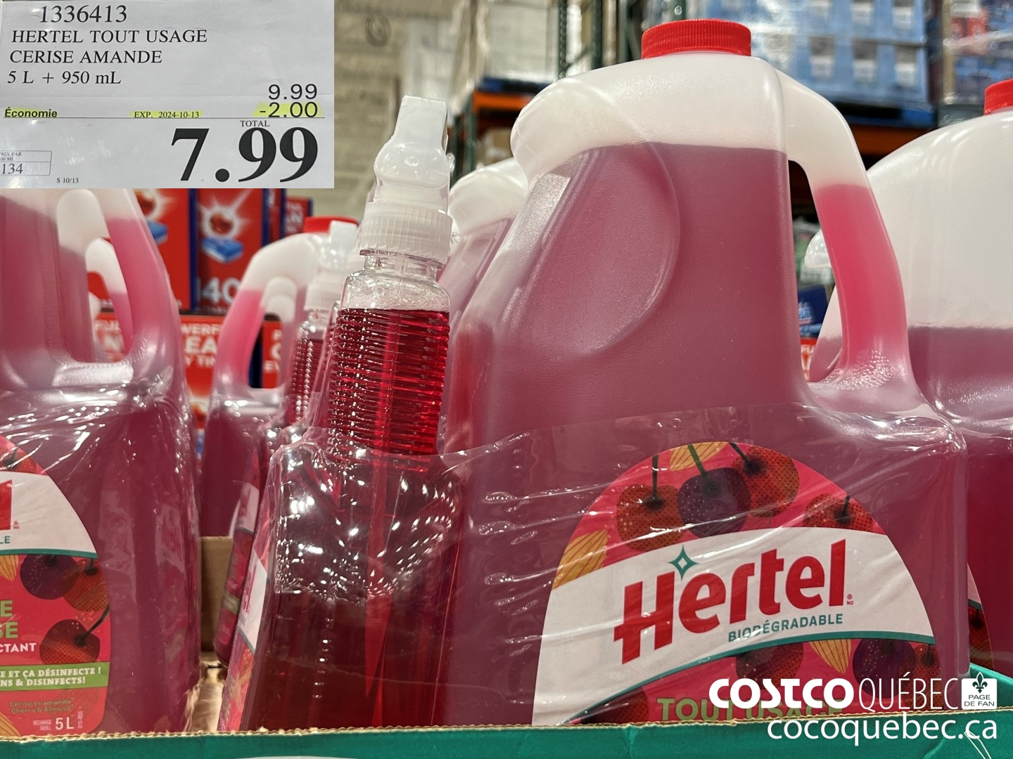 1336413 HERTEL TOUT USAGE CERISE AMANDE 5L + 950ML ($2.00 INSTANT SAVINGS EXPIRES ON 2024-10-13) $9.99