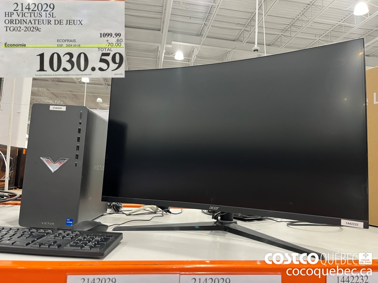 2142029 HP VICTUS ISL ORDINATEUR DE JEUX TG02-2029C  ($70.00 INSTANT SAVINGS EXPIRES ON 2024-10-18) $1030.59