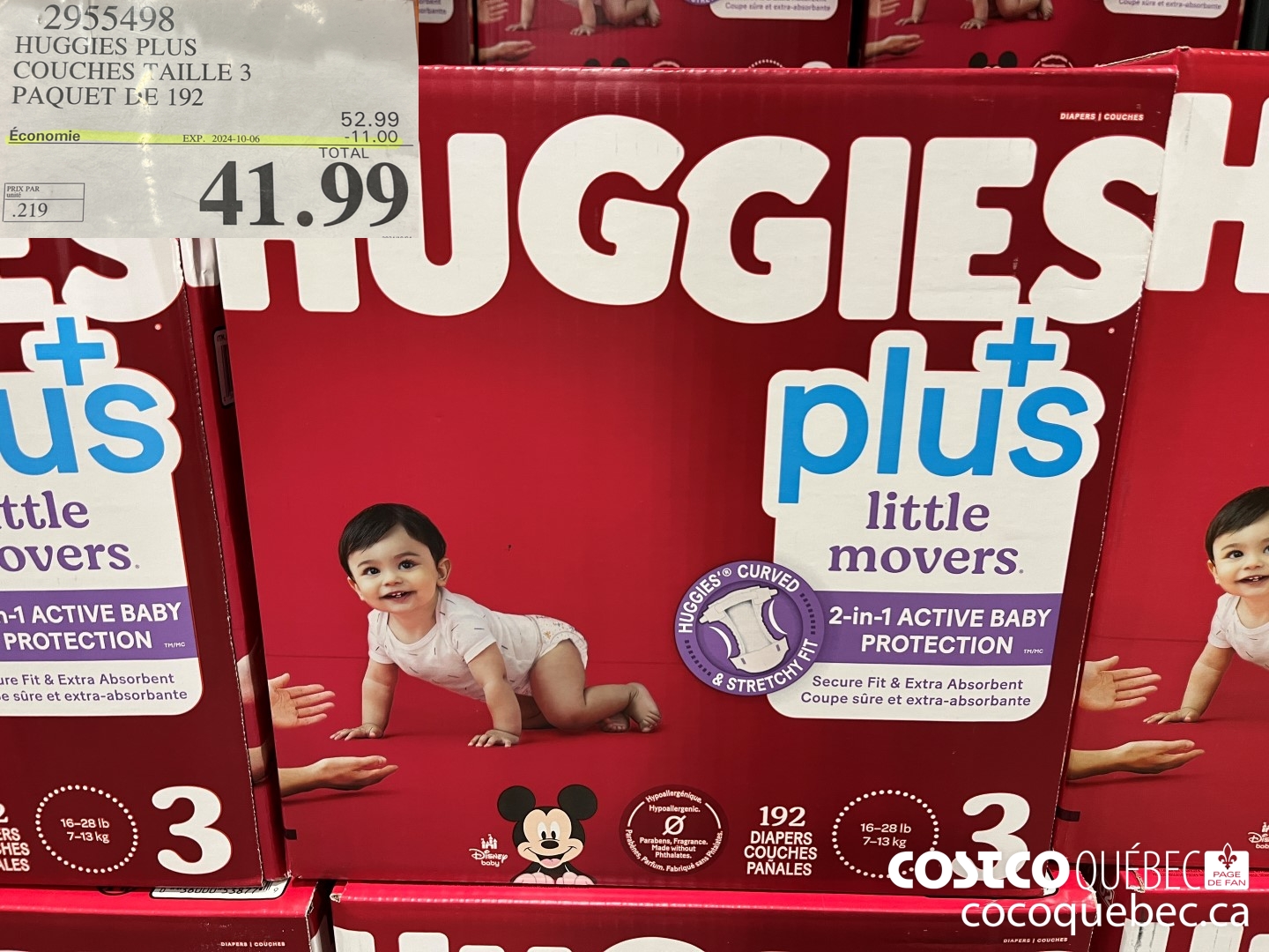 2955498 HUGGIES LITTLE MOVERS COUCHES TAILLE 3 PAQUET DE 192 ($11.00 INSTANT SAVINGS EXPIRES ON 2024-10-06) $41.99