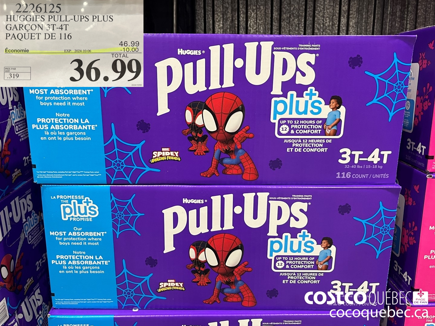 2226125 HUGGIES PULL-UPS PLUS GARCON 3T-4T PAQUET DE 116  ($10.00 INSTANT SAVINGS EXPIRES ON 2024-10-06) $36.99