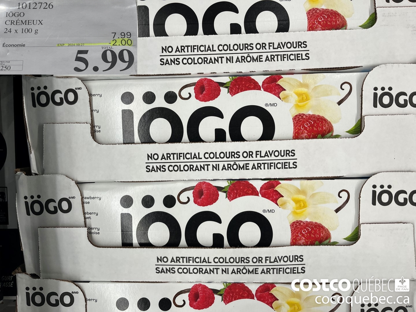 1012726 IOGO CREMEUX 24 x 100 g PRIX PAR 100 g 229 M 2/12  ($1.50 INSTANT SAVINGS EXPIRES ON 2024-10-27) $5.99