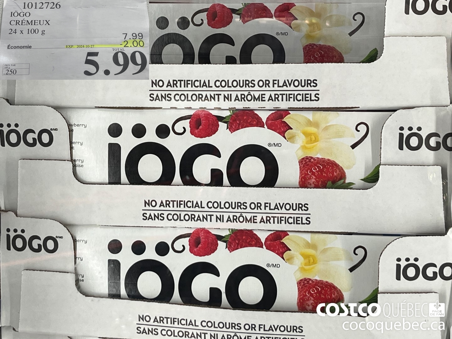 1012726 IOGO CREMEUX 24 x 100 g PRIX PAR 100 g 229 M 2/12  ($2.00 INSTANT SAVINGS EXPIRES ON 2024-10-27) $5.99