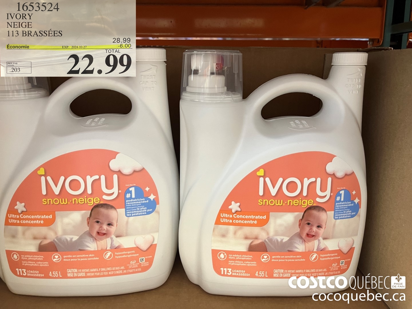 1653524 IVORY DETERGENT LIQUIDE ($6.00 INSTANT SAVINGS EXPIRES ON 2024-10-27) $22.99