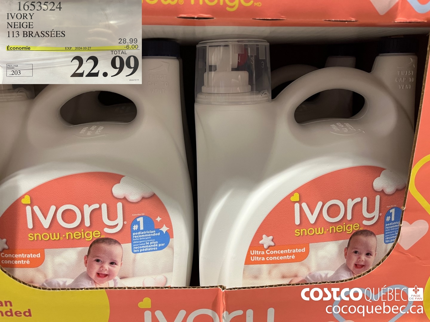 1653524 IVORY DETERGENT LIQUIDE ($6.00 INSTANT SAVINGS EXPIRES ON 2024-10-27) $22.99