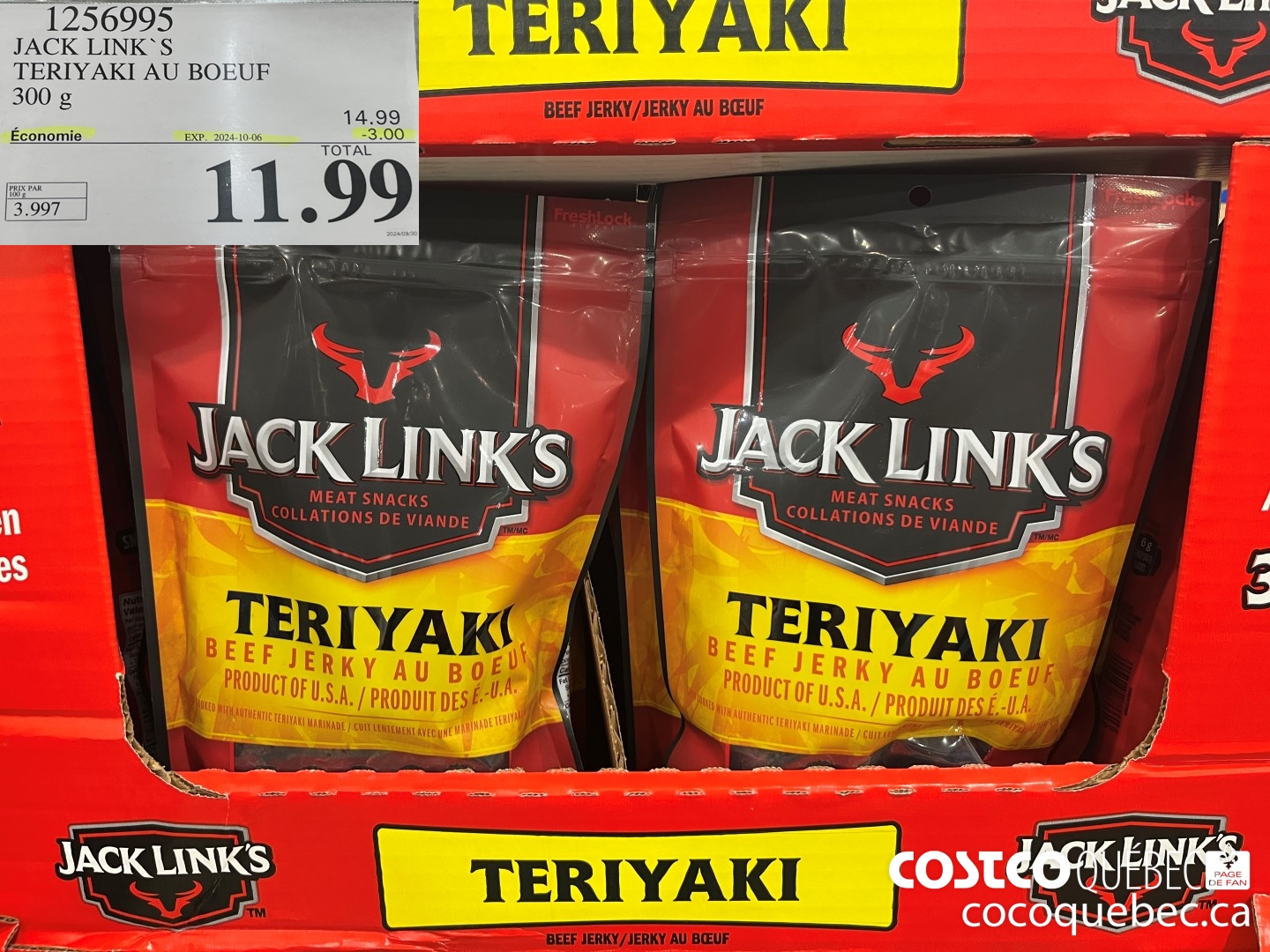 1256995 JACK LINKS TERIYAKI AU BOEUF 300 g ($3.00 INSTANT SAVINGS EXPIRES ON 2024-10-06) $11.99