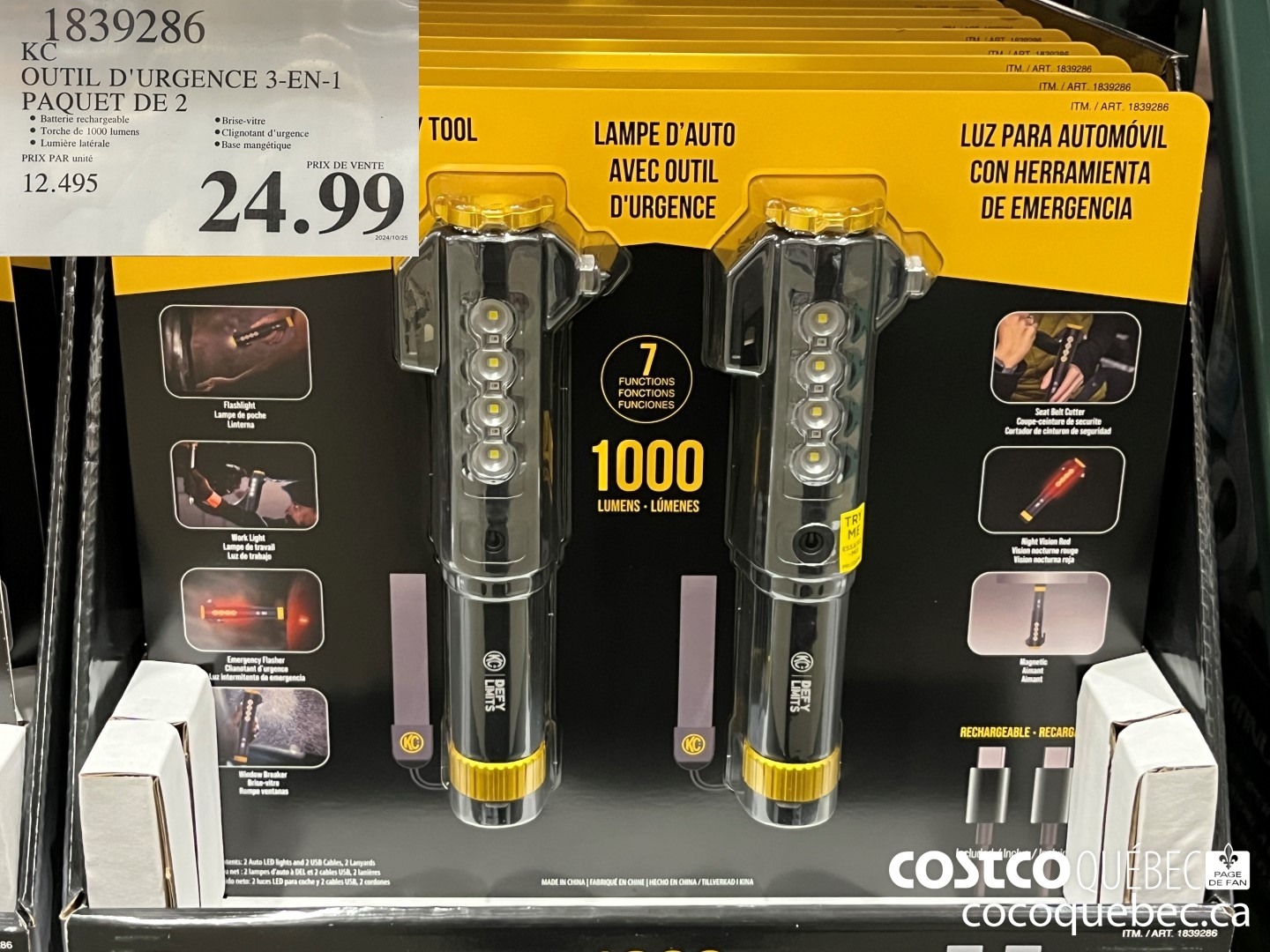 1839286 KC OUTIL D'URGENCE 3-EN-1 PAQUET DE 2  $24.99