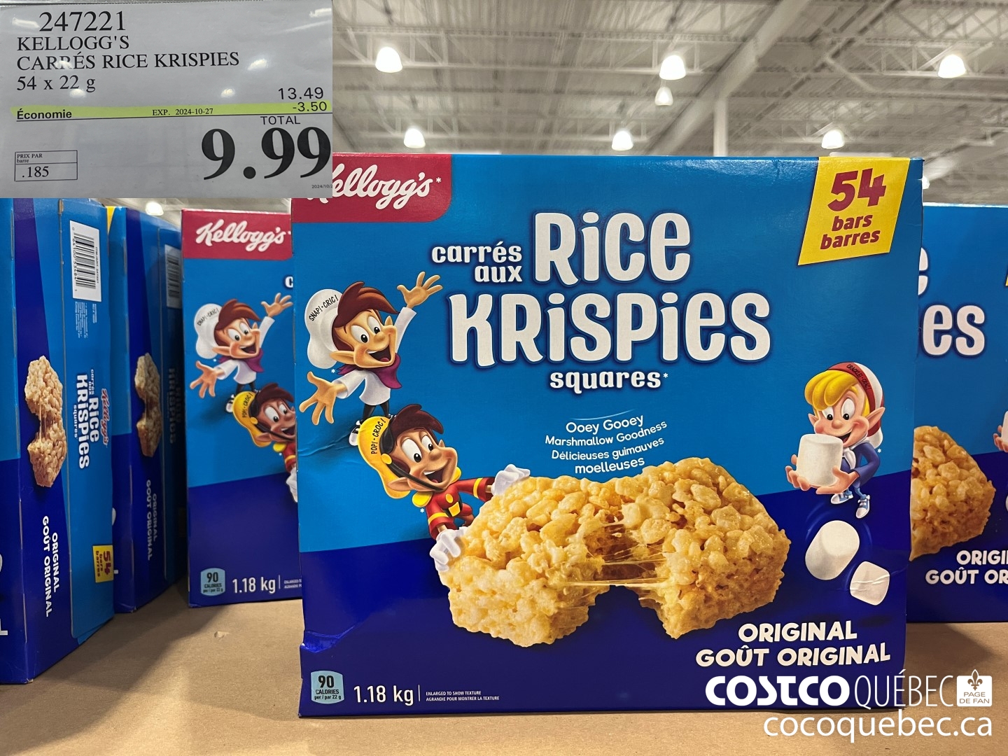 247221 KELLOGG'S CARRES RICE KRISPIES 54x22 ($3.50 INSTANT SAVINGS EXPIRES ON 2024-10-27) $13.49
