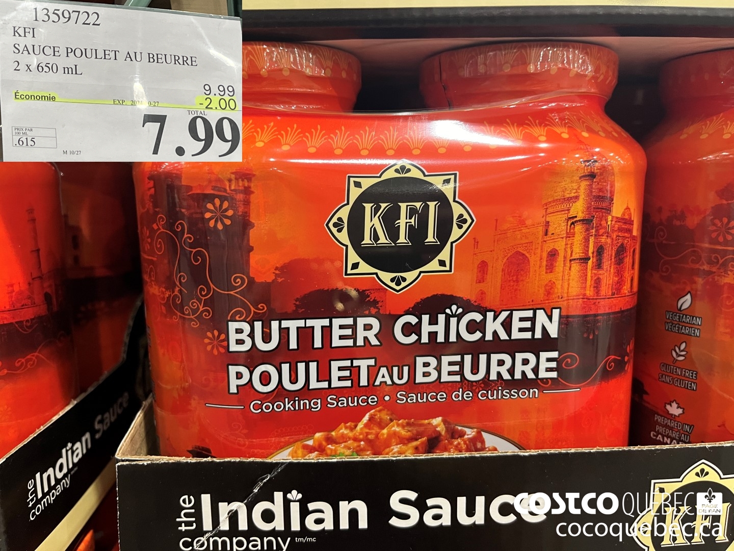 1359722 KFI SAUCE POULET AU BEURRE 2 x 650 mL ($2.00 INSTANT SAVINGS EXPIRES ON 2024-10-27) $7.99