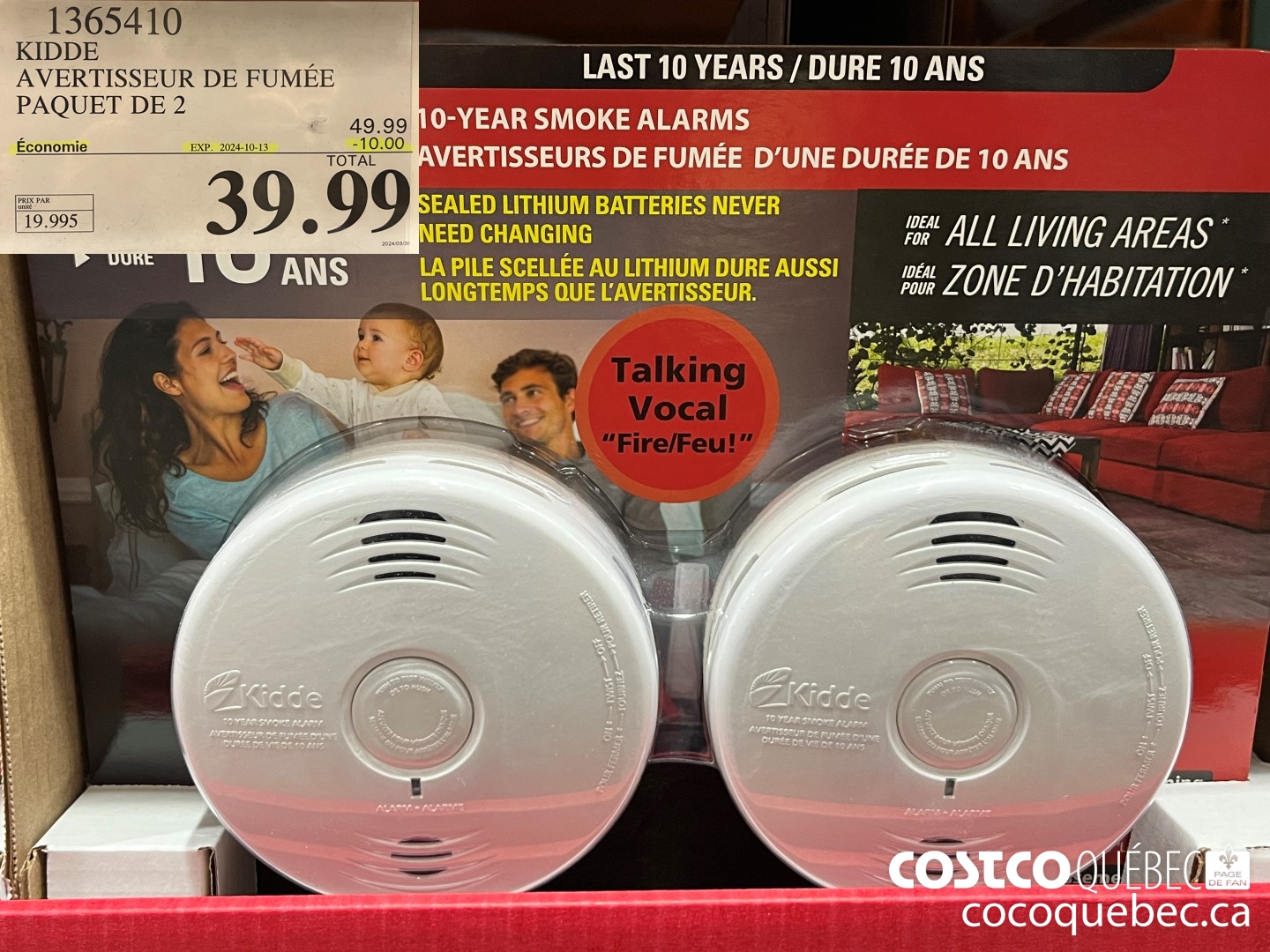 1365410 KIDDE AVERTISSEUR DE FUMEE PAQUET DE 2 ($10.00 INSTANT SAVINGS EXPIRES ON 2024-10-13) $39.99