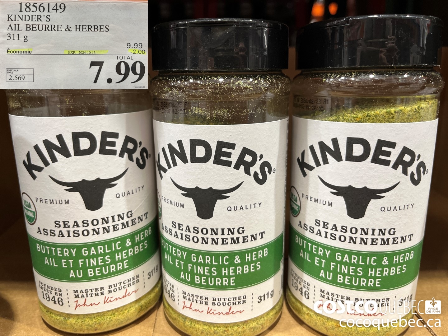 1856149 KINDER'S AIL BEURRE & HERBES  ($2.00 INSTANT SAVINGS EXPIRES ON 2024-10-13) $7.99