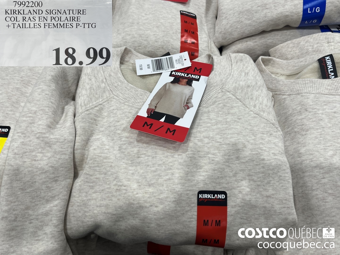 71992200 KIRKLAND SIGNATURE COL RAS EN POLAIRE + TAILLES FEMMES P-TTG  $18.99