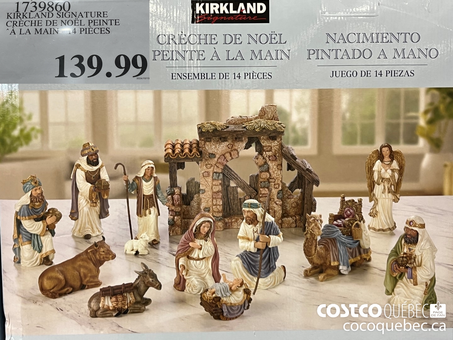 1739860 KIRKLAND SIGNATURE CRECHE DE NOEL PEINTE ALA MAIN 14 PIECES  $139.99
