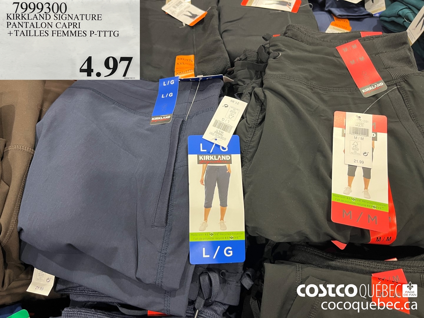 7999300 KIRKLAND SIGNATURE PANTALON CAPRI +TAILLES FEMMES P-TTTG  $4.97