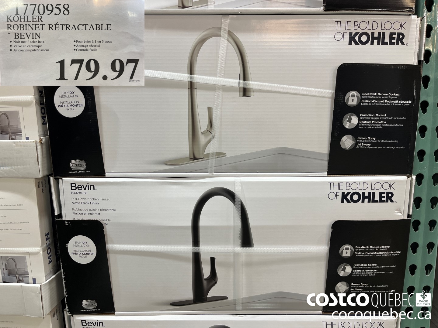 1770958 KOHLER ROBINET RETRACTABLE BEVIN  $179.97