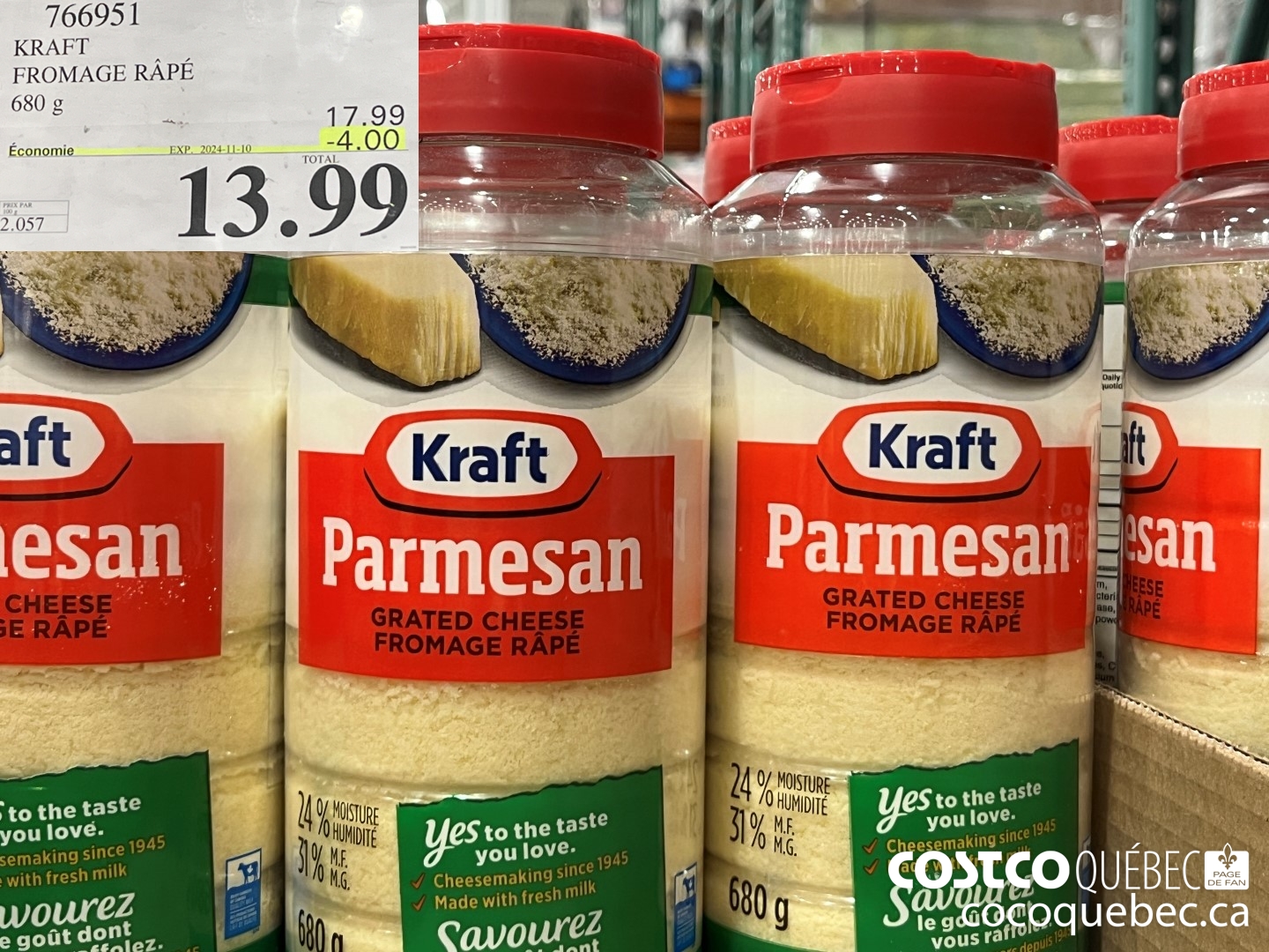 766951 KRAFT FROMAGE RAPE 680 g ($4.00 INSTANT SAVINGS EXPIRES ON 2024-11-10) $13.99