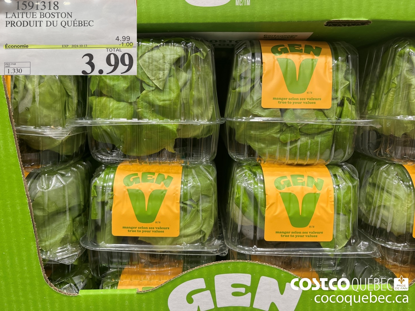 1591318 LAITUE BOSTON PRODUIT DU CANADA $3.99