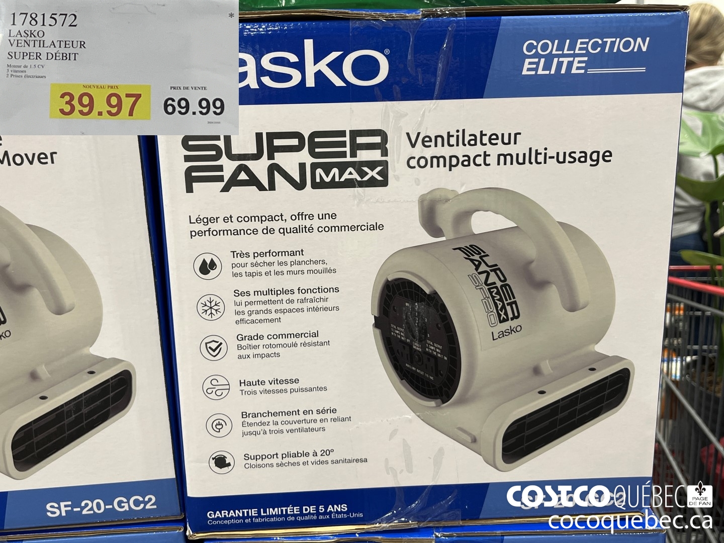 1781572 LASKO VENTILATEUR SUPER DEBIT  $39.97