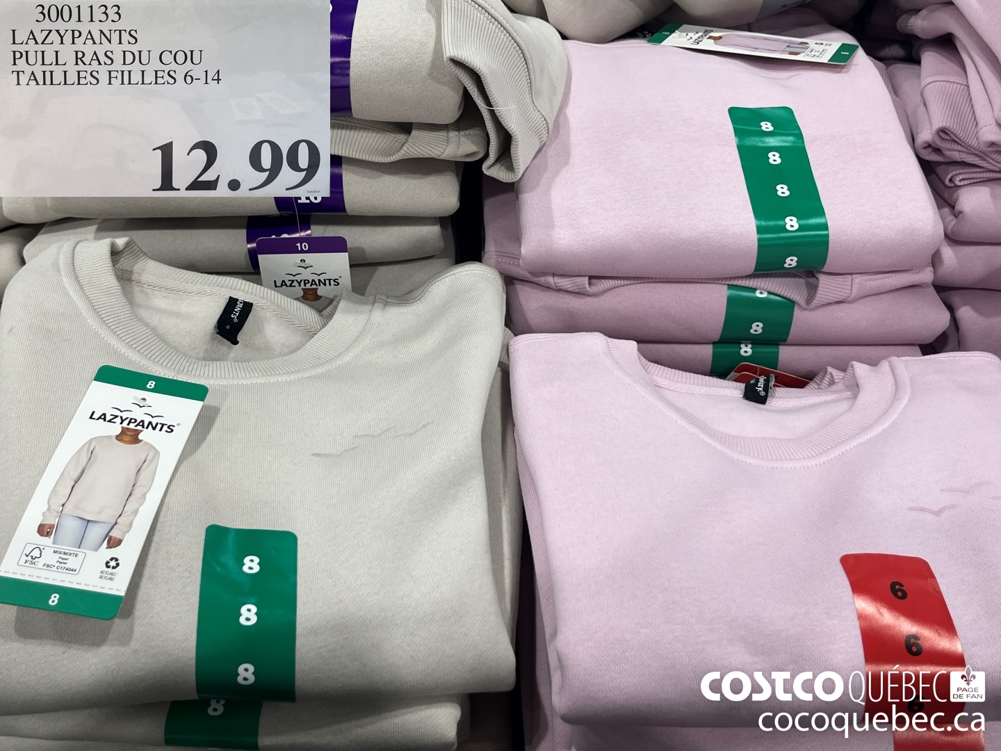 3001133 LAZYPANTS PULL RAS DU COU TAILLES FILLES 6-14  $12.99