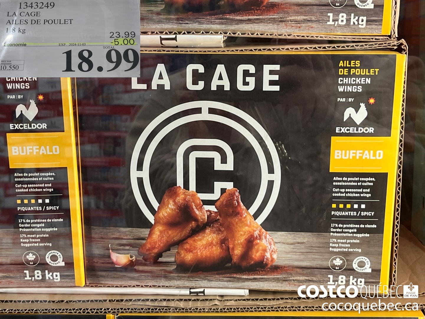 1343249 LA. CAGE AILES DE POULET 1.8 kg  ($5.00 INSTANT SAVINGS EXPIRES ON 2024-11-10) $18.99