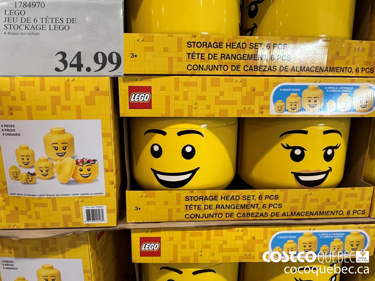 1784970 LEGO JEU DE 6 TETES DE STOCKAGE LEGO  $34.99