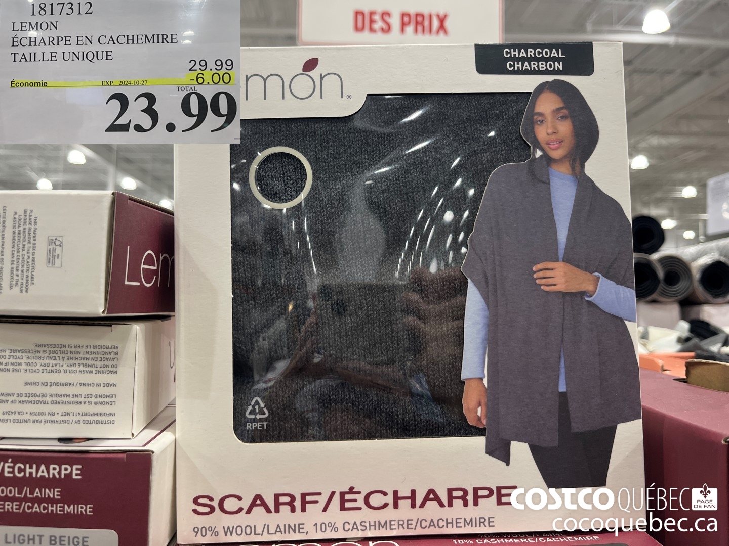 1817312 LEMON ECHARPE EN CACHEMIRE  ($6.00 INSTANT SAVINGS EXPIRES ON 2024-10-27) $23.99