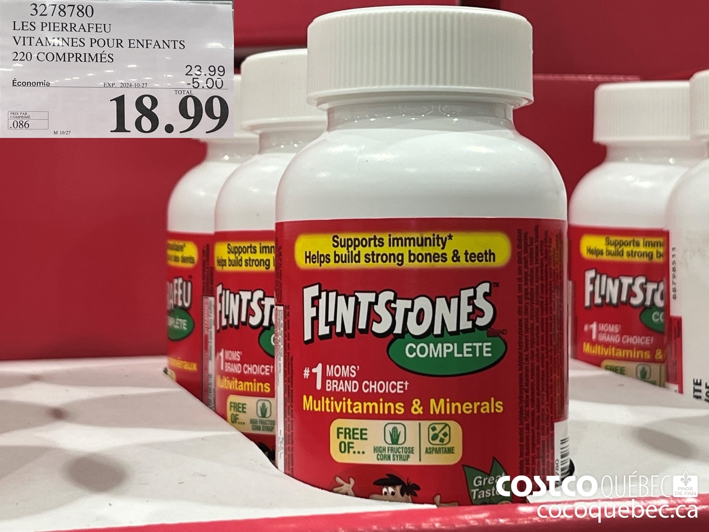 3278780 LES PIERRAFEU VITAMINES POUR ENFANTS 220 COMPRIMES ($5.00 INSTANT SAVINGS EXPIRES ON 2024-10-27) $18.99