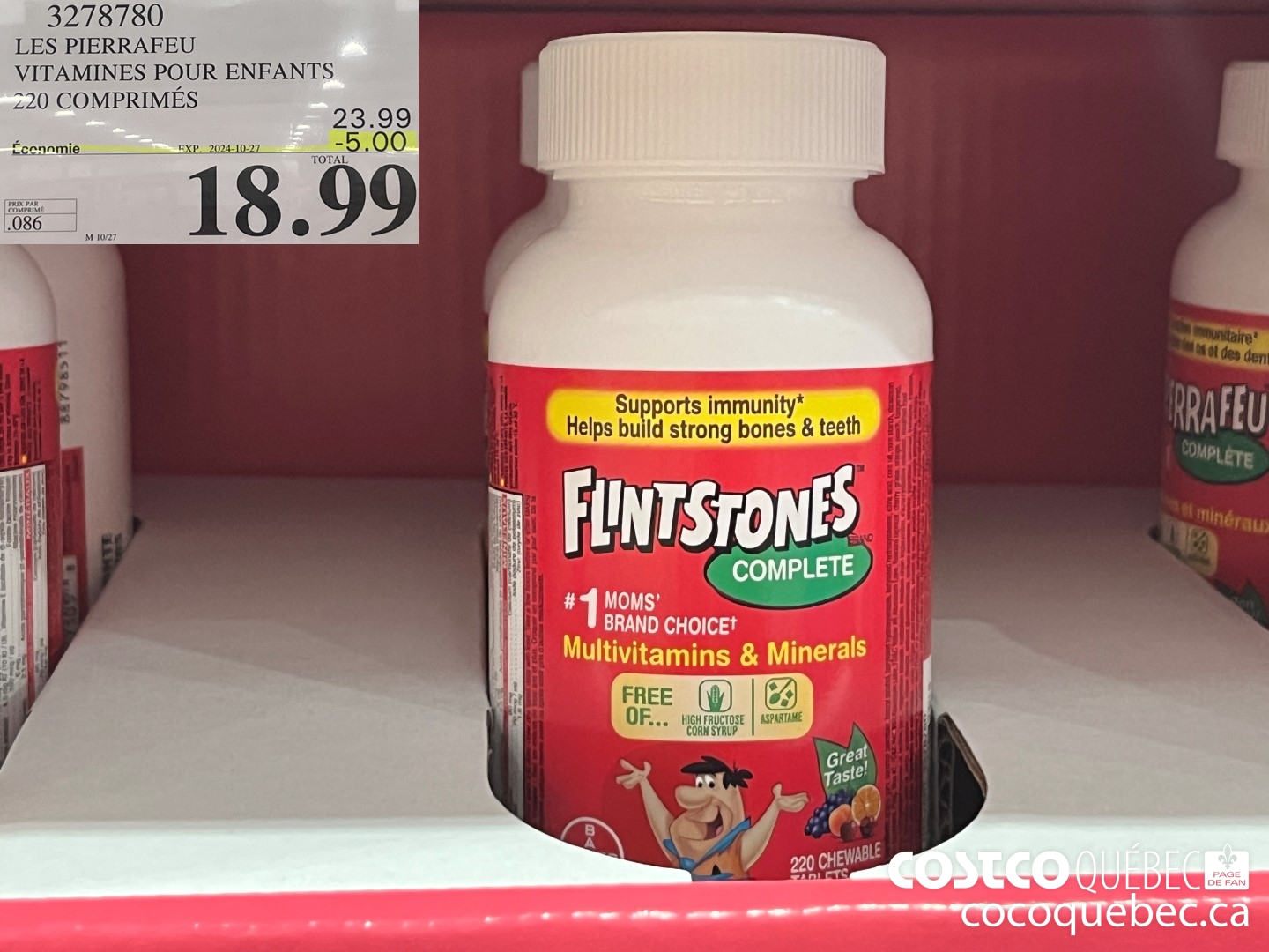 3278780 LES PIERRAFEU VITAMINES POUR ENFANTS 220 COMPRIMES ($5.00 INSTANT SAVINGS EXPIRES ON 2024-10-27) $18.99